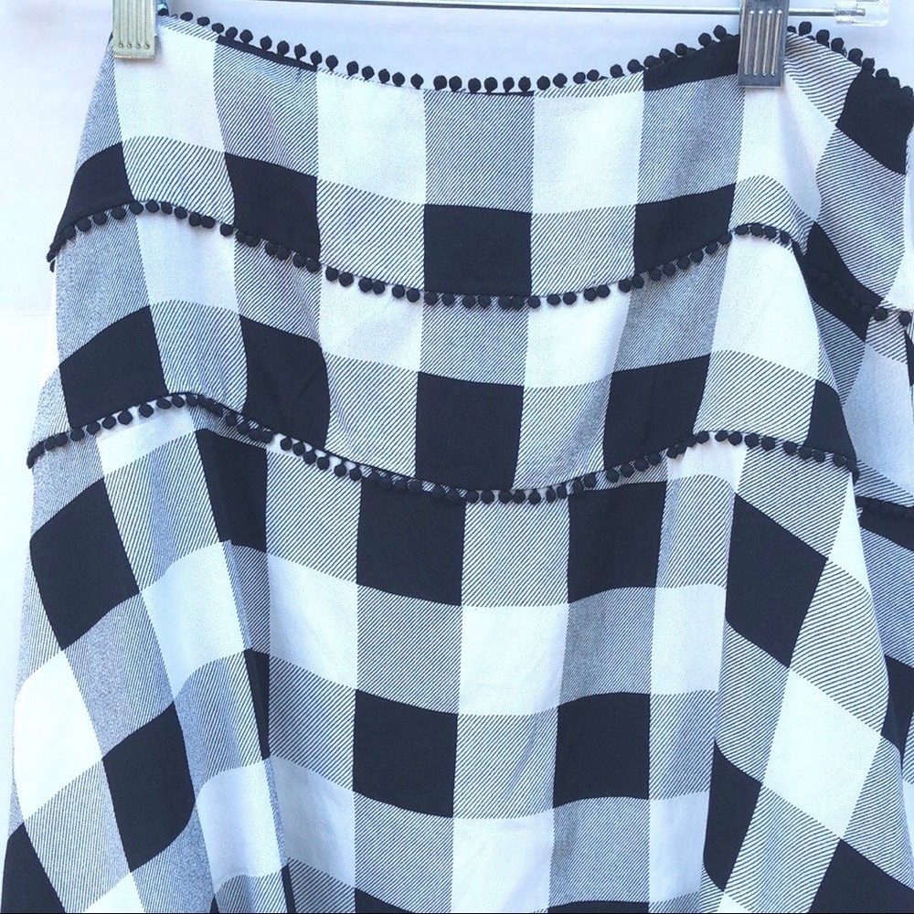 NWT AFRM Womens size XL Blaze Noir Blanc Gingham Plaid knee length skirt - Picture 4 of 8